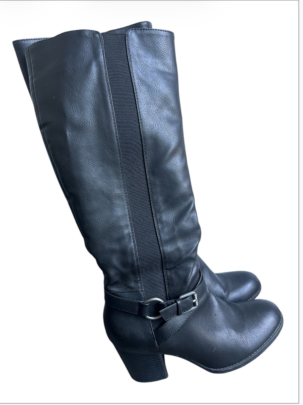 SOUL Naturalizer Timber Black Riding Boots Block Heel Wide Calf Women’s Size 9